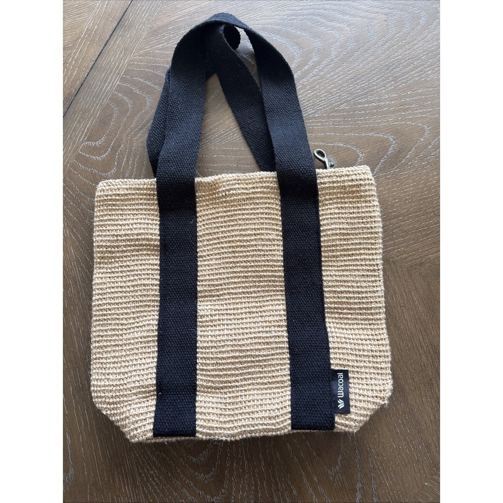 Wacoal Jute Tote Bag Beige Black Recycled Cotton Sustainable Eco Friendly Small